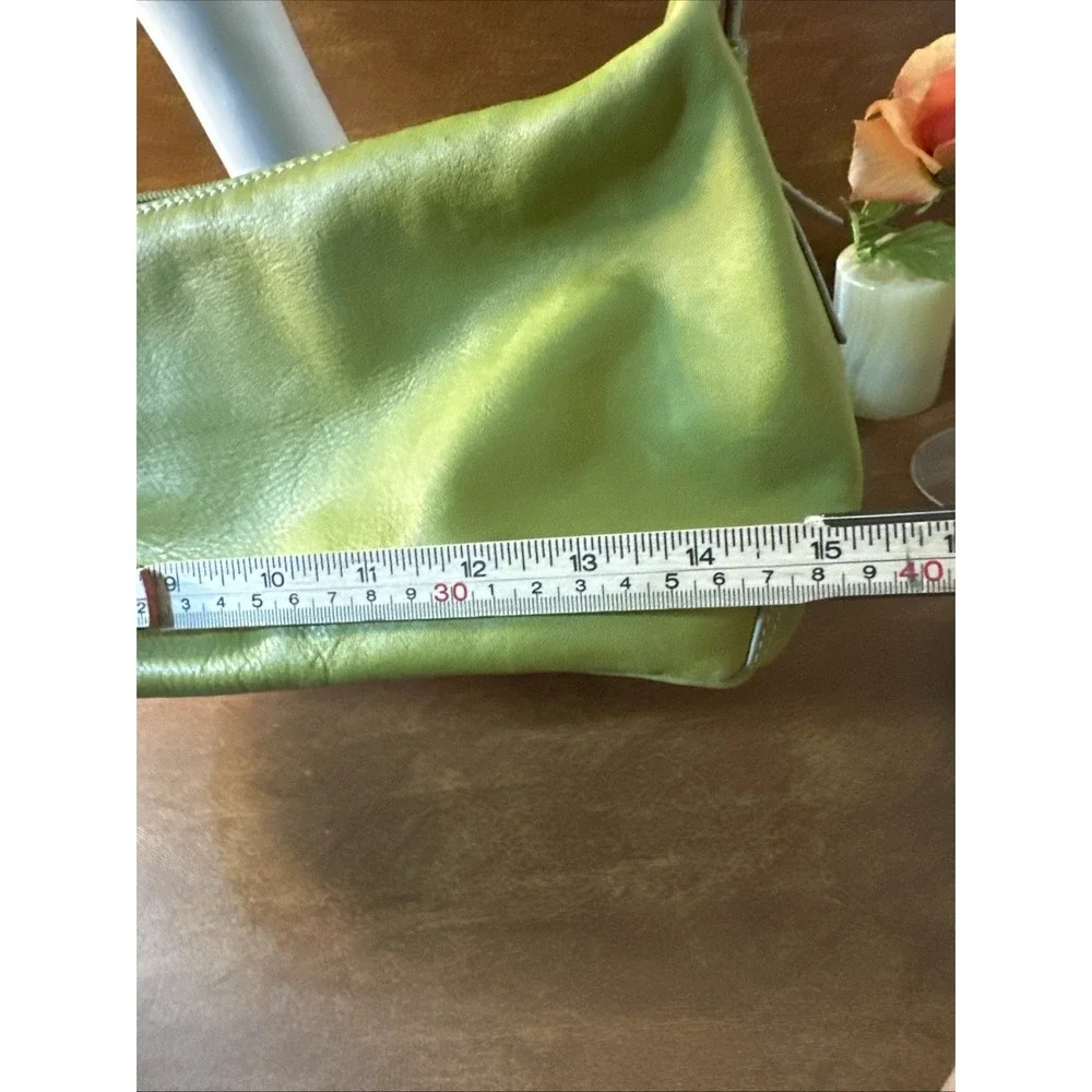 STONE MOUNTAIN GreenPebble Leather Baguette Purse Pink Lining